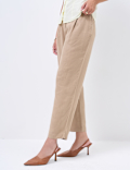 Linen Rich Pleat Front Cropped Trousers