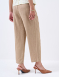 Linen Rich Pleat Front Cropped Trousers