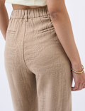 Linen Rich Pleat Front Cropped Trousers