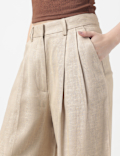 Flax Mix Plain Regular Fit Trousers