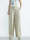 Linen Rich Textured Regular Fit Trousers