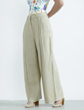 Linen Rich Textured Regular Fit Trousers