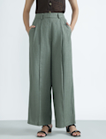 Linen Rich Textured Regular Fit Trousers