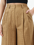 Linen Rich Textured Regular Fit Trousers