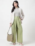 Flax Mix Plain Regular Fit Trousers