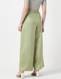 Flax Mix Plain Regular Fit Trousers