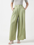 Flax Mix Plain Regular Fit Trousers
