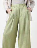 Flax Mix Plain Regular Fit Trousers