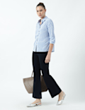 High Waist Side Zip Flared Trousers
