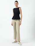 High Waist Side Zip Flared Trousers