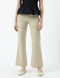High Waist Side Zip Flared Trousers