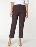 Linen Mix Plain Straight Leg Trousers