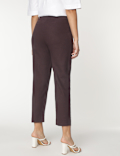 Linen Mix Plain Straight Leg Trousers