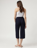 Linen Mix Plain Wide Leg Trousers