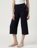 Linen Mix Plain Wide Leg Trousers
