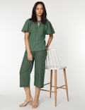 Linen Rich Wide Leg Trousers