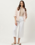 Linen Mix Plain Wide Leg Trousers