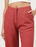 Linen Rich Wide Leg Trousers