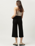 Linen Mix Plain Wide Leg Trousers