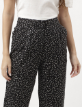 Linen Rich Dotted Mid Calf Trousers
