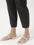 Linen Rich Dotted Mid Calf Trousers