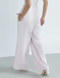 Linen Rich Plain Relaxed Fit Trousers