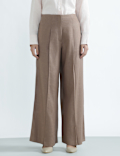 Linen Rich Plain Relaxed Fit Trousers