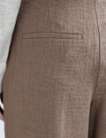 Linen Rich Pleated Wide Leg Trousers
