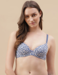 Printed Cotton Mix Padded Demi Cup Bra
