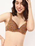 Printed Cotton Mix Padded Demi Cup Bra