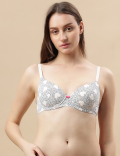 Printed Cotton Mix Padded Demi Cup Bra