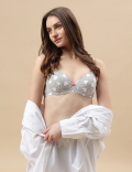Printed Cotton Mix Padded Demi Cup Bra