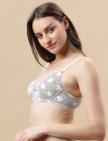Printed Cotton Mix Padded Demi Cup Bra