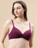 Cotton Mix Padded Demi Cup Bra
