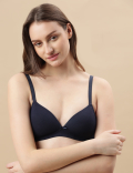 Cotton Mix Padded Demi Cup Bra