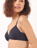 Cotton Mix Floral Sweetheart Neck Bra