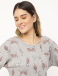 Cotton Mix Printed Round Neck Night Set