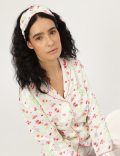 Floral Print Notched Lapel Sleepwear Top