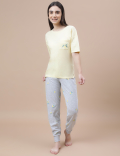 Pure Cotton Printed Crew Neck Pyjama Set