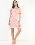 Cotton Mix Printed Round Neck Night Dress