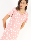 Cotton Mix Printed Round Neck Night Dress