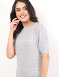 Viscose Mix Printed Round Neck Night Dress