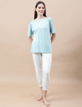 Viscose Mix Lace Round Neck T-shirt