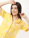 Pure Cotton Printed Lapel Neck Night Dress