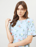 Printed Regular Round Neck Night Dress