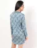 Pure Cotton Printed Notch Lapel Collar Sleepshirt