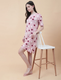 Viscose Mix Printed Round Neck Nightdress