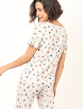 Viscose Mix Floral Round Neck Top