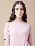 Viscose Mix Lace Round Neck Top