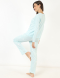 Pure Cotton Plain Regular Fit Pyjama Set
